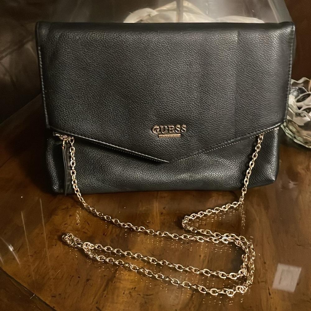 Guess Black Crossbody/ Clutch Bag with Gold Chain NWOT